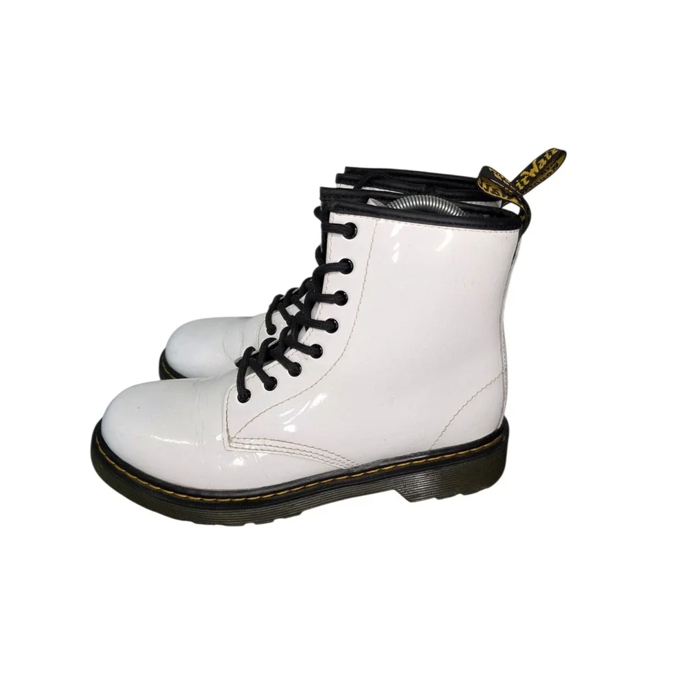 Dr Martens 1460 J White Patent Leather Lace Up Boots Youth US 4 EU 36